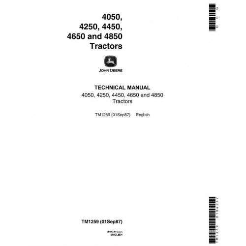 TM1259 - JOHN DEERE 4050, 4250, 4450, 4650, 4850 TRACTOR