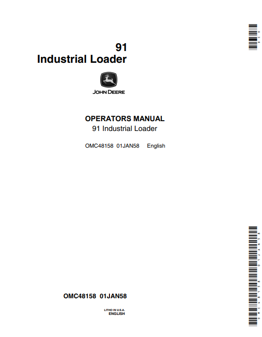 JOHN DEERE 91 (SERIES) Construction Loaders OPERATOR MANUAL - OMC48158