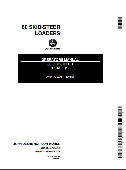 JOHN DEERE 60 (SERIES)  FORESTRY Skid Steers OPERATOR MANUAL - OMM77702