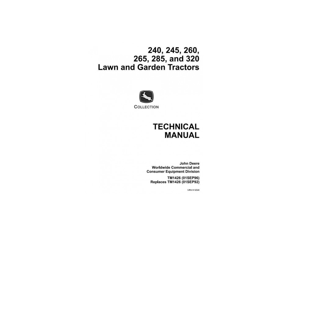 TECHNICAL SERVICE MANUAL - JOHN DEERE 240,LAWN AND GARDEN TRACTORS TM1426