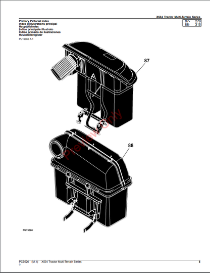 JOHN DEERE X534 TRACTOR MULTI-TERRAIN SERIES PC9526 - PARTS CATALOG MANUAL