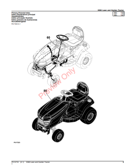 JOHN DEERE X580 LAWN AND GARDEN TRACTOR PC12716 - PARTS CATALOG MANUAL