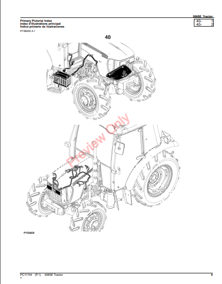 JOHN DEERE 5065E TRACTOR (NORTH AMERICA EDITION) PC11744 - PARTS CATALOG MANUAL