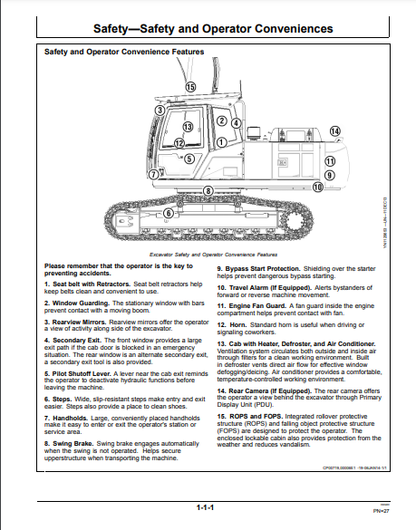 OPERATOR MANUAL - JOHN DEERE E210LC,E230LC (E SERIES) Construction Excavator WY21781