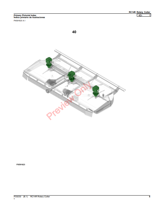 JOHN DEERE RC14R ROTARY CUTTER PC6233 - PARTS CATALOG MANUAL