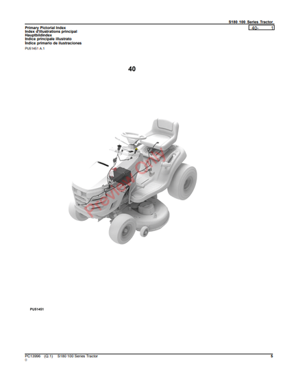 JOHN DEERE S180 100 SERIES TRACTOR PC13996 - PARTS CATALOG MANUAL