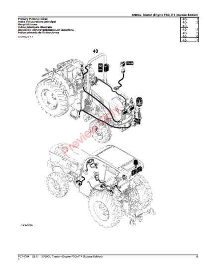 JOHN DEERE 5090GL TRACTOR (ENGINE F5D) IT4 (EUROPE EDITION) PC14084 - PARTS CATALOG MANUAL