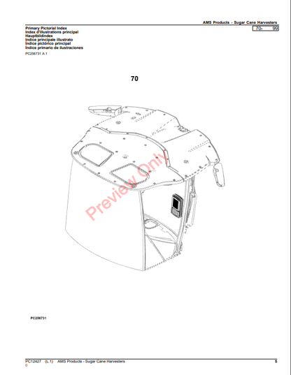 JOHN DEERE AMS PRODUCTS-SUGAR CANE HARVESTERS PC12427 - PARTS CATALOG MANUAL