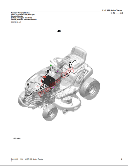 JOHN DEERE X167 (100 SERIES) TRACTOR PC13999 - PARTS CATALOG MANUAL