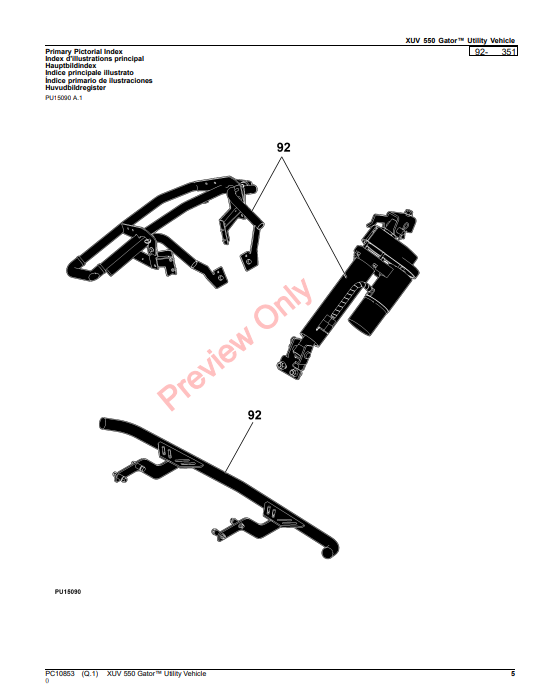 JOHN DEERE XUV 550 GATOR UTILITY VEHICLE PC10853 - PARTS CATALOG MANUAL