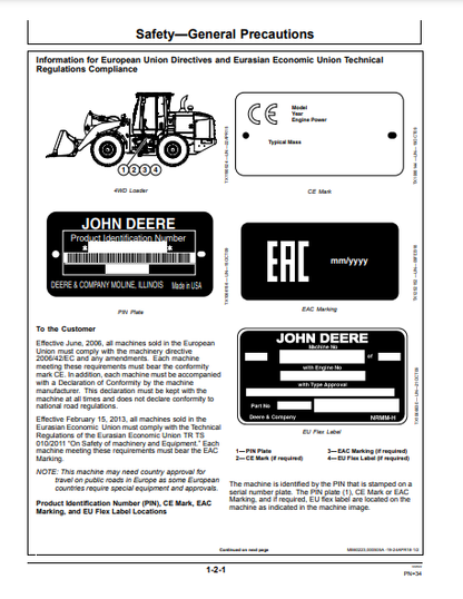 OPERATOR MANUAL - JOHN DEERE 744K (0) Construction Loader OMT351531X19