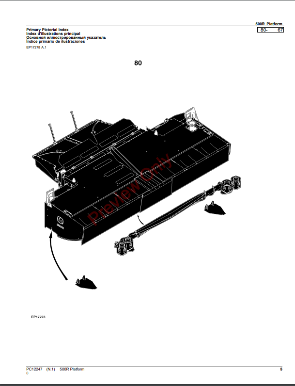 JOHN DEERE 500R PLATFORM PC12247 - PARTS CATALOG MANUAL