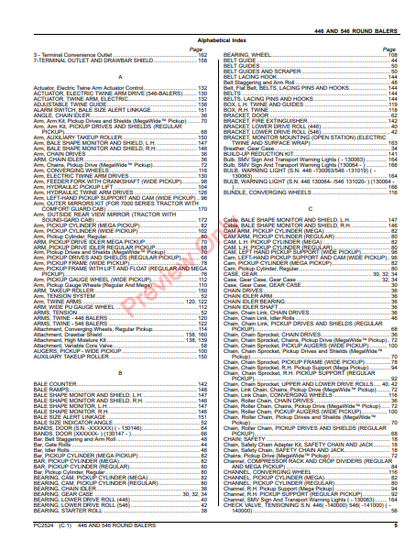 JOHN DEERE 446 AND 546 ROUND BALERS PC2524 - PARTS CATALOG MANUAL