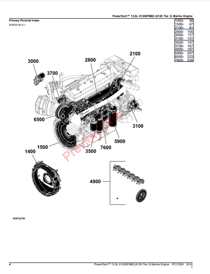 JOHN DEERE POWERTECH 13.5L 6135SFM85 (6135 TIER 3) MARINE ENGINE PC12324 - PARTS CATALOG MANUAL