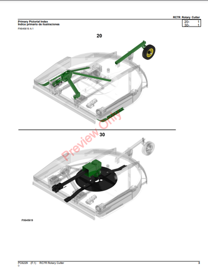 JOHN DEERE RC7R ROTARY CUTTER PC6229 - PARTS CATALOG MANUAL