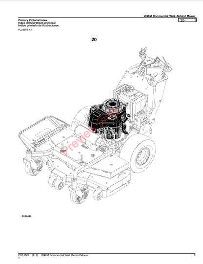 JOHN DEERE W48M COMMERCIAL WALK BEHIND MOWER PC13628 - PARTS CATALOG MANUAL