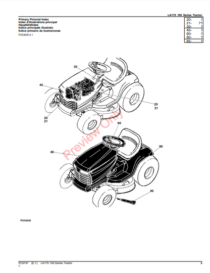 JOHN DEERE LA175 TRACTOR PC9747 - PARTS CATALOG MANUAL