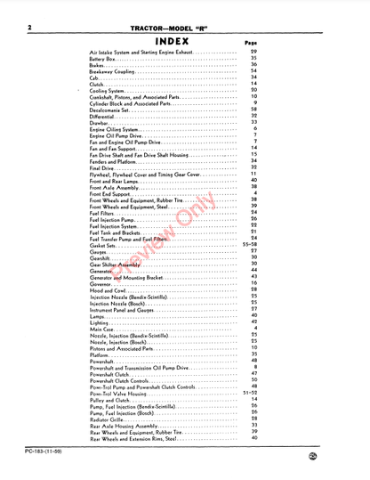 JOHN DEERE MODEL R TRACTOR PC183 - PARTS CATALOG MANUAL