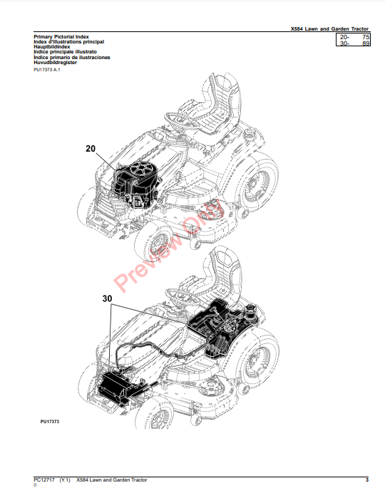 JOHN DEERE X584 LAWN AND GARDEN TRACTOR PC12717 - PARTS CATALOG MANUAL