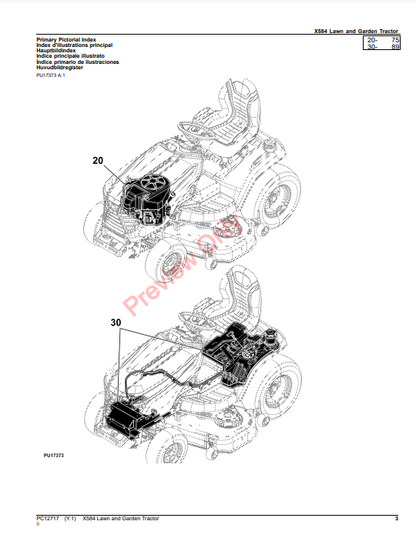 JOHN DEERE X584 LAWN AND GARDEN TRACTOR PC12717 - PARTS CATALOG MANUAL