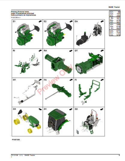 JOHN DEERE 5045E TRACTOR PC13108 - PARTS CATALOG MANUAL