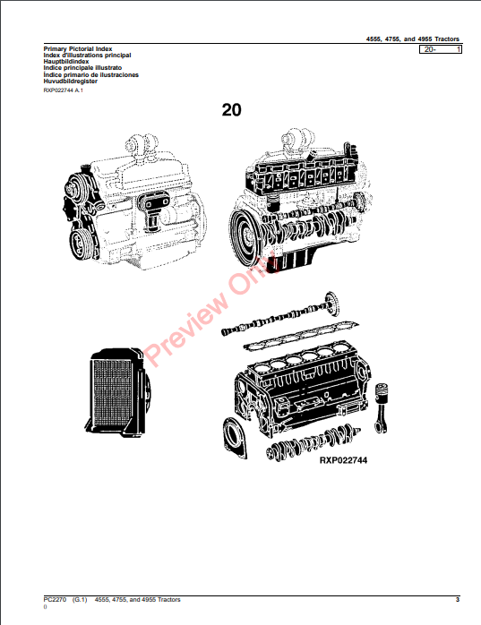 JOHN DEERE 4555, 4755, 4955 TRACTORS PC2270 - PARTS CATALOG MANUAL