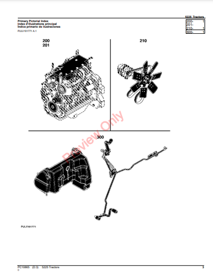 JOHN DEERE 5225 TRACTOR PC10865 - PARTS CATALOG MANUAL