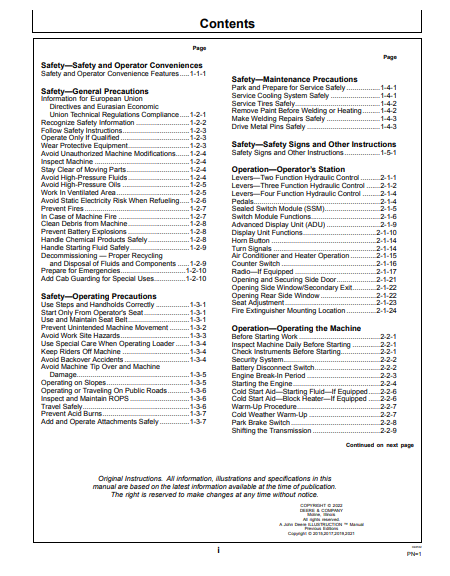 OPERATOR MANUAL - JOHN DEERE 524K (0) Construction Loader OMT361496X19