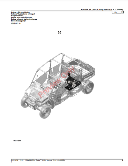 JOHN DEERE XUV590E S4 GATOR UTILITY VEHICLE PC13272 - PARTS CATALOG MANUAL