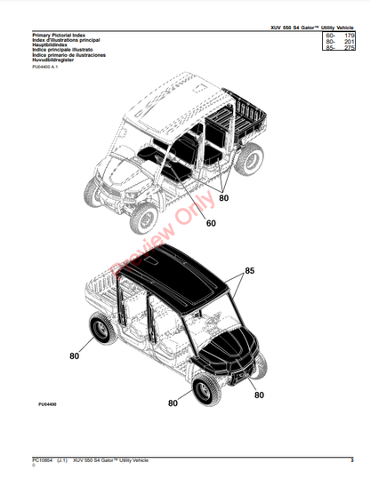 JOHN DEERE XUV 550 S4 GATOR UTILITY VEHICLE PC10854 - PARTS CATALOG MANUAL