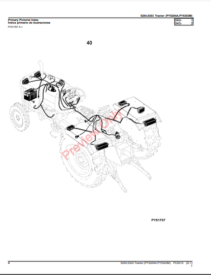 JOHN DEERE 5204, 5303 TRACTORS (PY5204A, PY5303M, MEXICO VERSION) PC9310 - PARTS CATALOG MANUAL