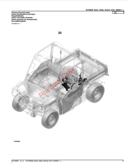 JOHN DEERE XUV865E GATOR UTILITY VEHICLE PC16095 - PARTS CATALOG MANUAL