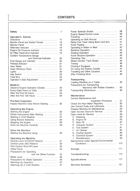 OPERATOR MANUAL - JOHN DEERE EX50UR (EX-SERIES) Hitachi Excavator EM10E12