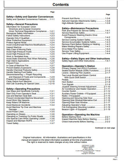 OPERATOR MANUAL - JOHN DEERE 944K Construction Loader OMT414139X19