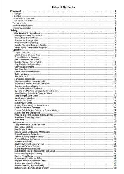 F075007 - JOHN DEERE 810E T3 (E SERIES) Forestry Forwarders  OPERATOR MANUAL