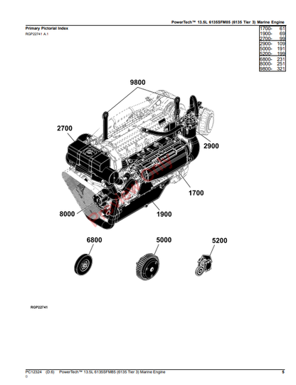 JOHN DEERE POWERTECH 13.5L 6135SFM85 (6135 TIER 3) MARINE ENGINE PC12324 - PARTS CATALOG MANUAL