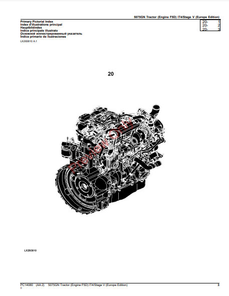 JOHN DEERE 5075GN TRACTOR (ENGINE F5D) IT4/STAGE V (EUROPE EDITION) PC14080 - PARTS CATALOG MANUAL