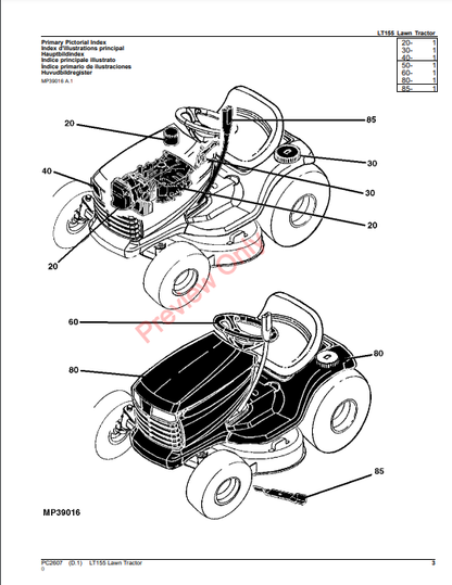 JOHN DEERE LT155 LAWN TRACTOR PC2607 - PARTS CATALOG MANUAL