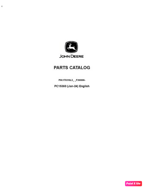 PC15360 - John Deere 310L Backhoe Loader Parts Catalogue Manual (PIN: 1T0310LX_ _F390996-)