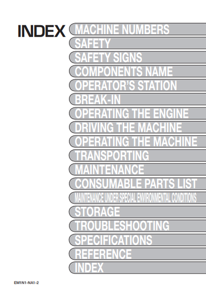 EM1N1NA12 - JOHN DEERE ZAXIS60USB-3 (ZAXIS-3 SERIES) Hitachi Excavators OPERATOR MANUAL