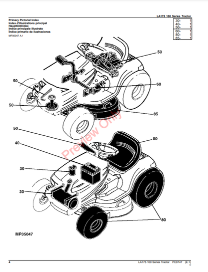 JOHN DEERE LA175 TRACTOR PC9747 - PARTS CATALOG MANUAL