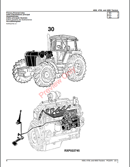 JOHN DEERE 4555, 4755, 4955 TRACTORS PC2270 - PARTS CATALOG MANUAL