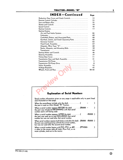 JOHN DEERE MODEL R TRACTOR PC183 - PARTS CATALOG MANUAL