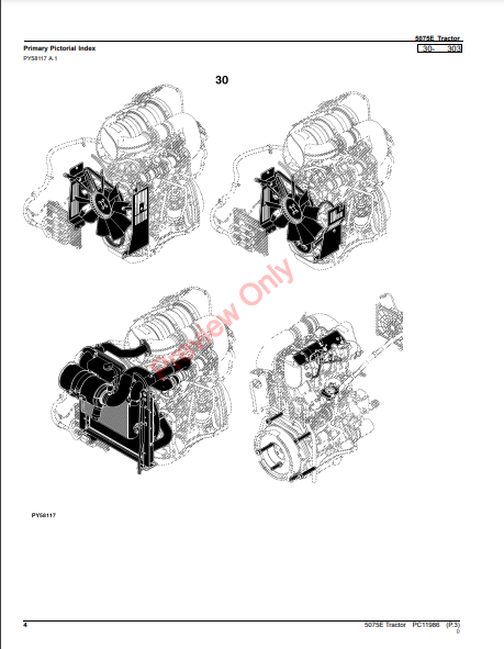 JOHN DEERE 5075E TRACTOR (CAB:-1PY5075EPHJ402100) (OOS:-1PY5075ECHJ103100 (FT4)) (NORTH AMERICA EDITION) PC11986 - PARTS CATALOG MANUAL