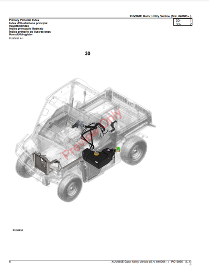 JOHN DEERE XUV865E GATOR UTILITY VEHICLE PC16095 - PARTS CATALOG MANUAL