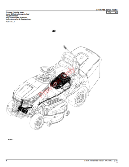 JOHN DEERE X167R 100 SERIES TRACTOR PC16002 - PARTS CATALOG MANUAL