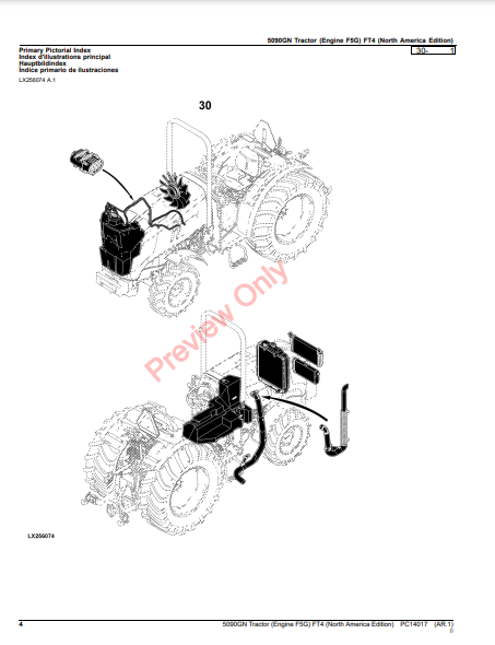 JOHN DEERE 5090GN TRACTOR (ENGINE F5G) FT4 (NORTH AMERICA EDITION) PC14017 - PARTS CATALOG MANUAL