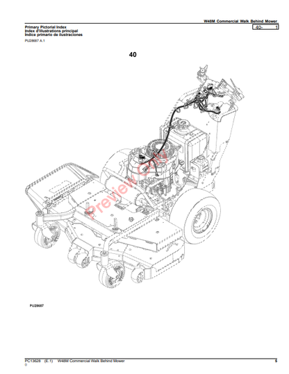 JOHN DEERE W48M COMMERCIAL WALK BEHIND MOWER PC13628 - PARTS CATALOG MANUAL