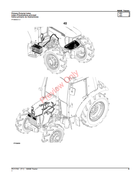 JOHN DEERE 5055E TRACTOR (NORTH AMERICAN EDITION) PC11743 - PARTS CATALOG MANUAL