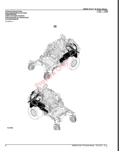 JOHN DEERE Z960M ZTRAK M SERIES MOWER PC12725 - PARTS CATALOG MANUAL